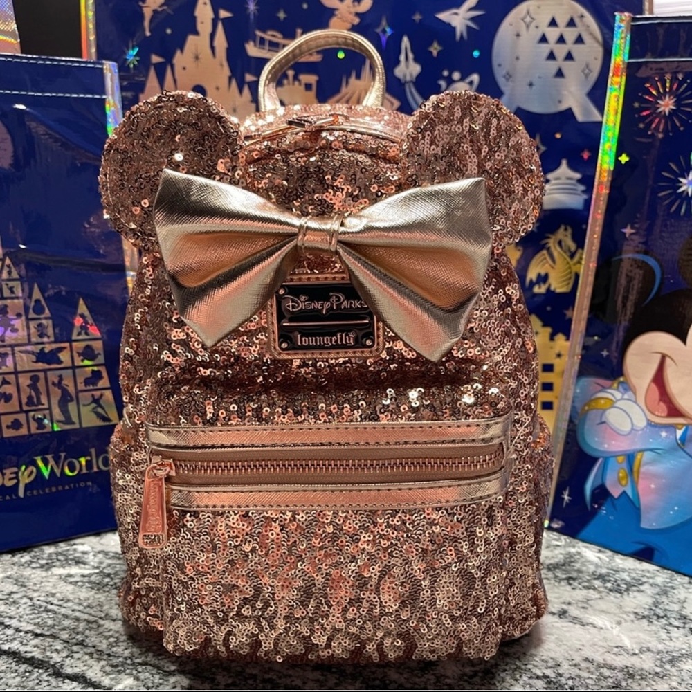 Disney Loungefly Rose Gold Backpack NWT